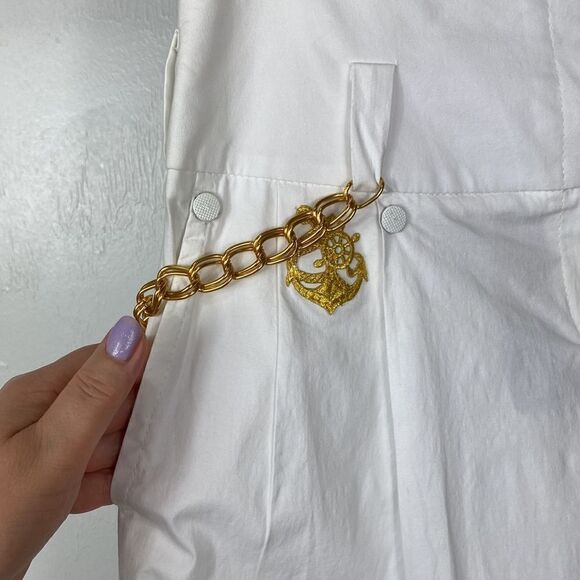 Rimit White High Rise Wide Leg Pleated Front Chain Shorts - Picture 3 of 10